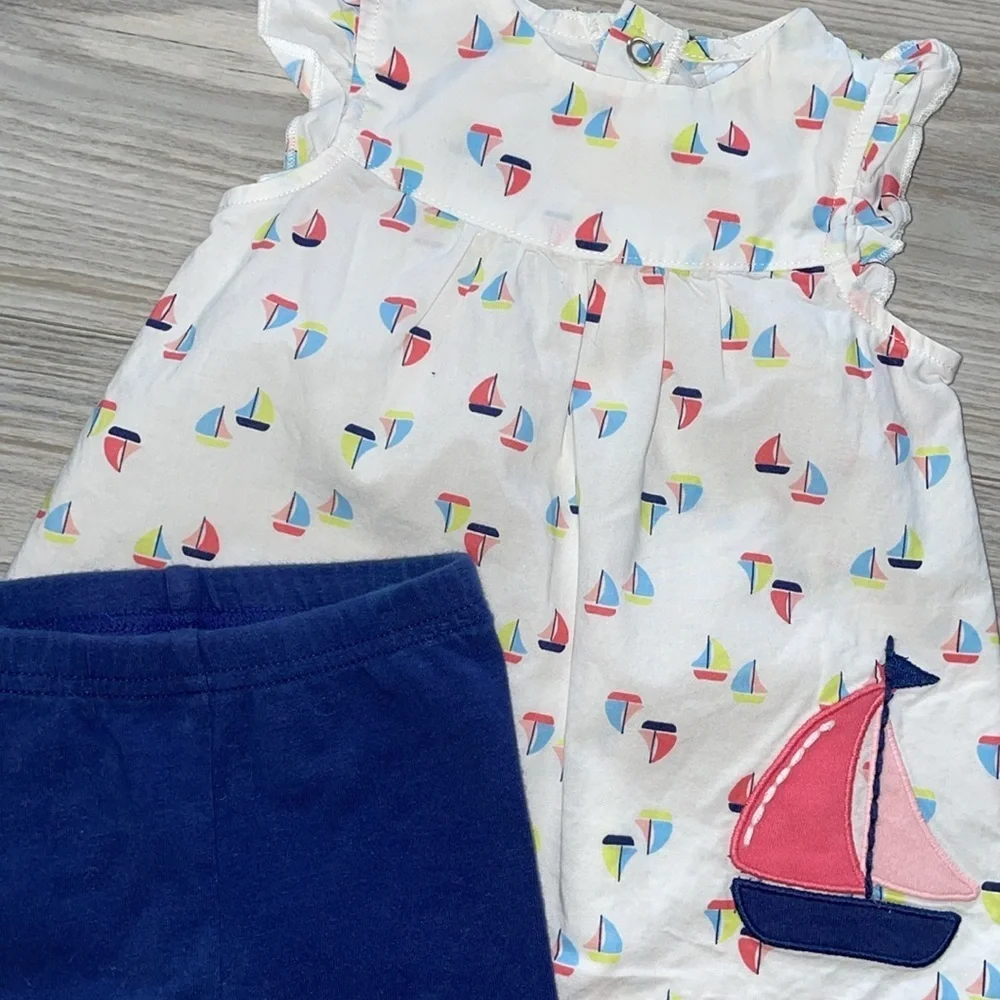 ⭐Carter’s Baby Girl 2-Piece Sailboat Summer Outfit, Size 3M⭐